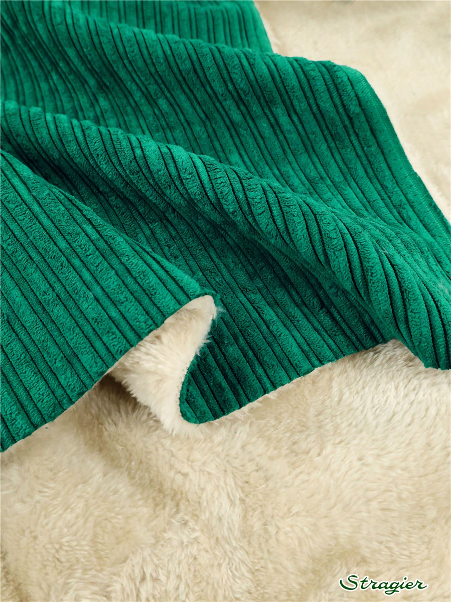 Double face - Velours Côtelé-Fourrure Teddy - Uni - Vert Canard