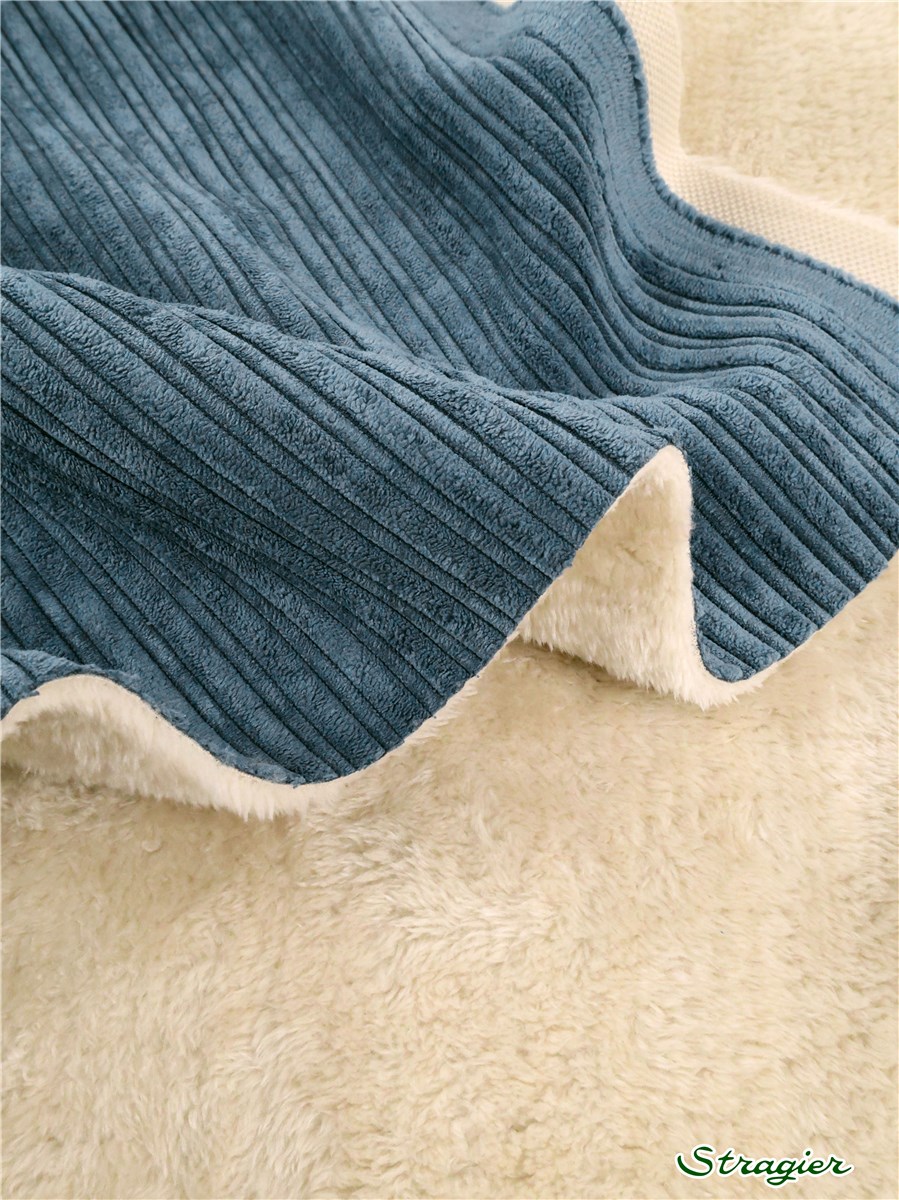 Corduroy-Faux Fur Teddy - Double Face - Uni - Bleu Jeans