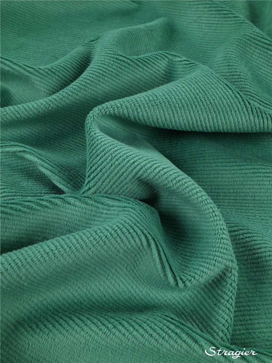 Maille Velours milleraies stretch - Côtes 2mm - Vert Eucalyptus