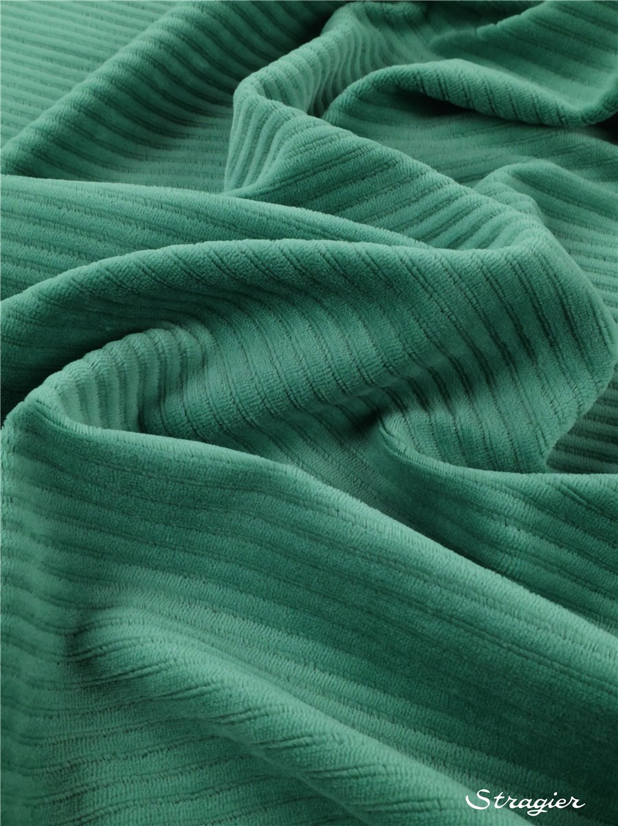Maille Velours milleraies stretch - Côtes 6mm - Vert Eucalyptus 