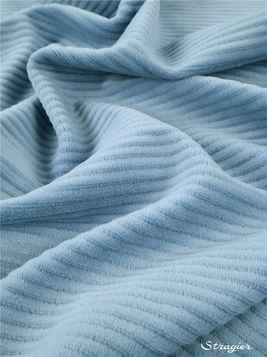 Maille Velours milleraies stretch - Côtes 6mm - Bleu Glacier