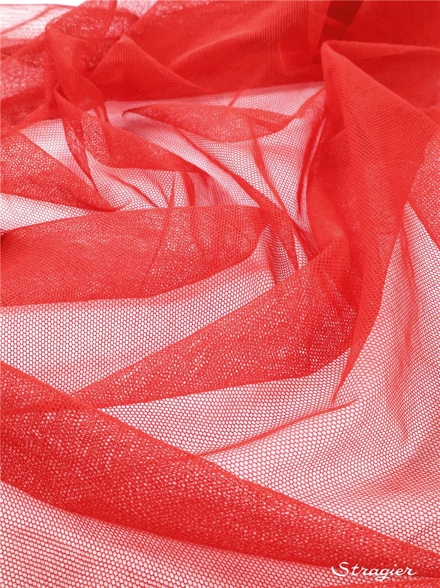 Cotton Bobbin Tulle - Uni - Rouge - 145 cm
