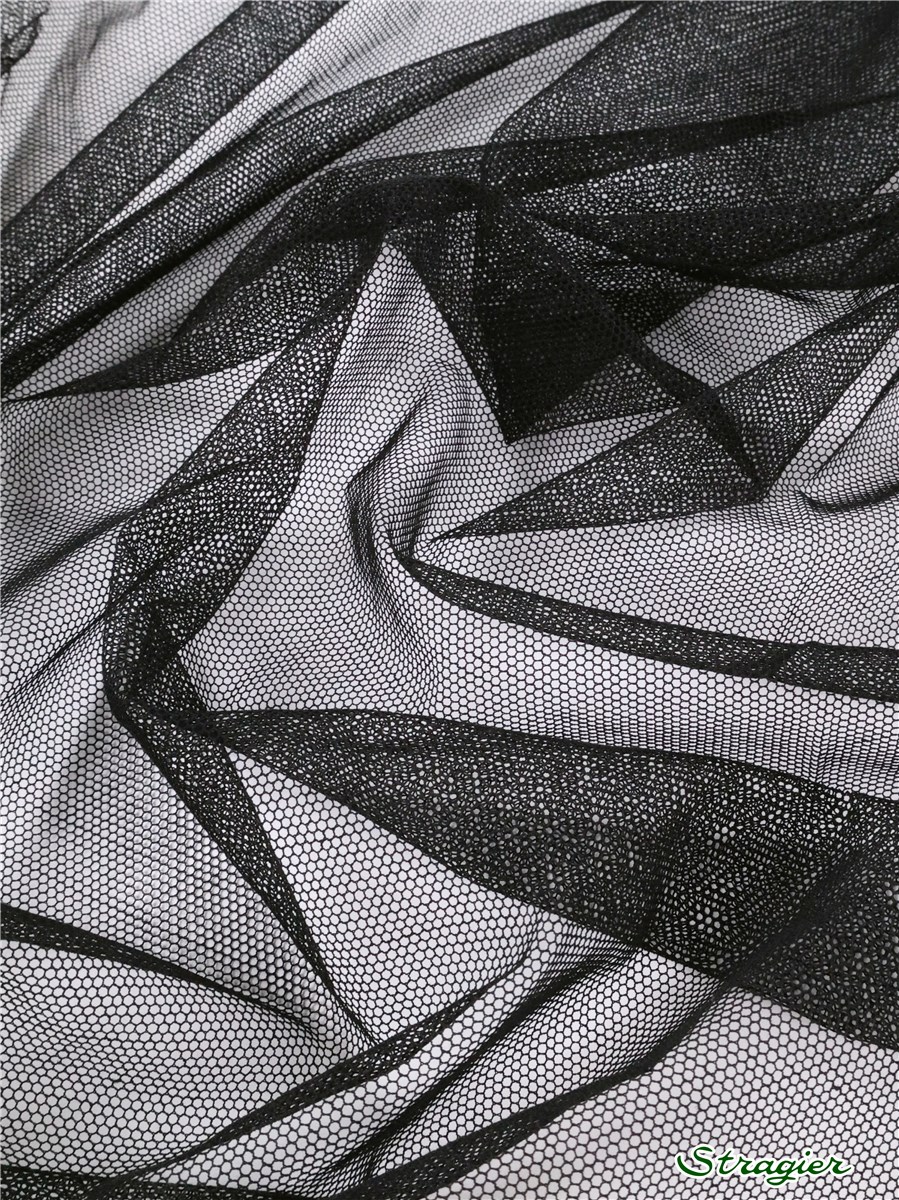 Cotton Bobbin Tulle - Uni - Noir - 145 cm