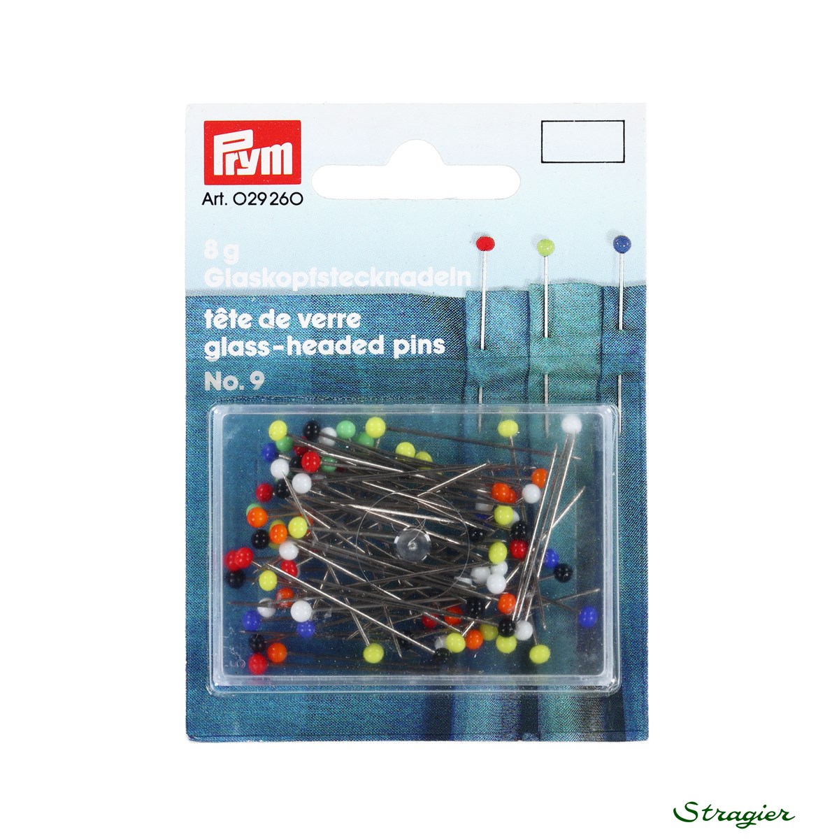 Epingles Tete de verre extra fines 0,6mm-30mm - Boite de 8gr -