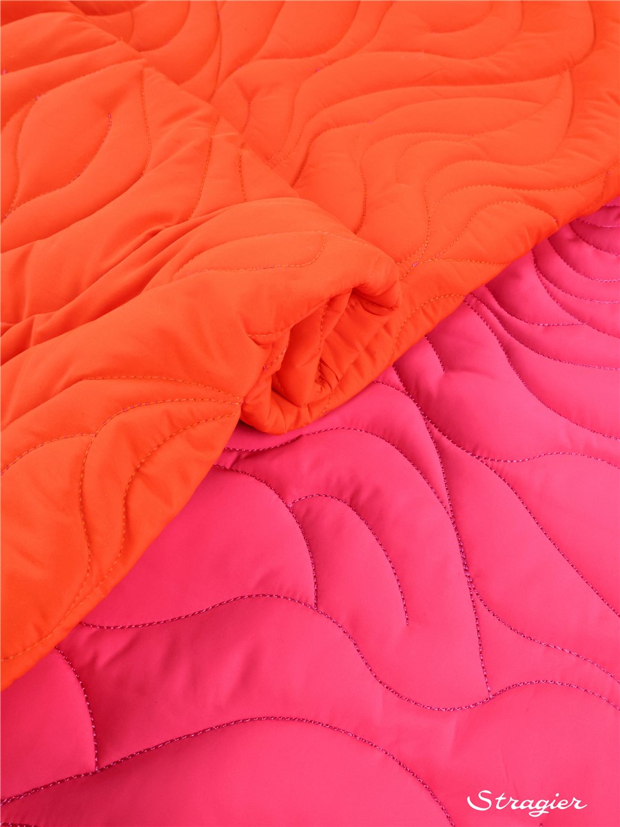 Quilted fabric – Microfibre – High Performance - Olympe - Fuchsia - Orange
