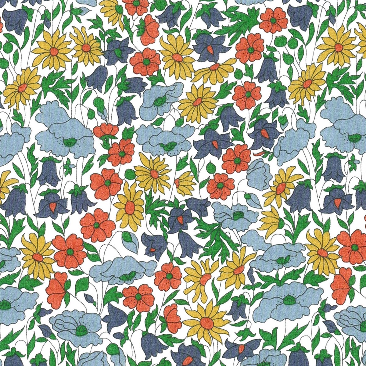 Liberty Tana Lawn - 4095 Poppy and Daisy - Chartreuse
