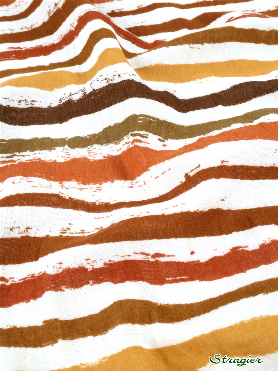 Double Cotton Gauze - Rayures 13mm - Terracotta