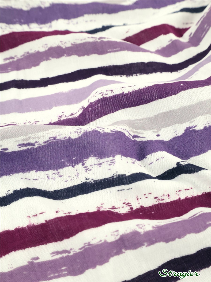Double Cotton Gauze - Rayures 13mm - Prune