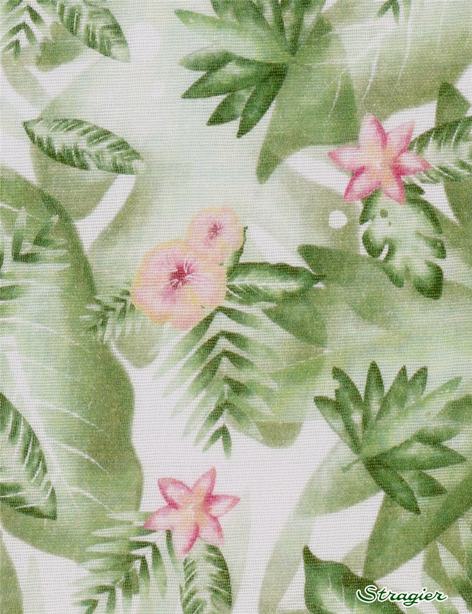 Double Gaze pur Coton - Hibiscus - Vert 