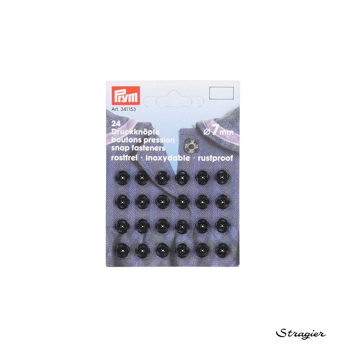 Sew-on Snap Fasteners - Métal - Noir - 7 mm