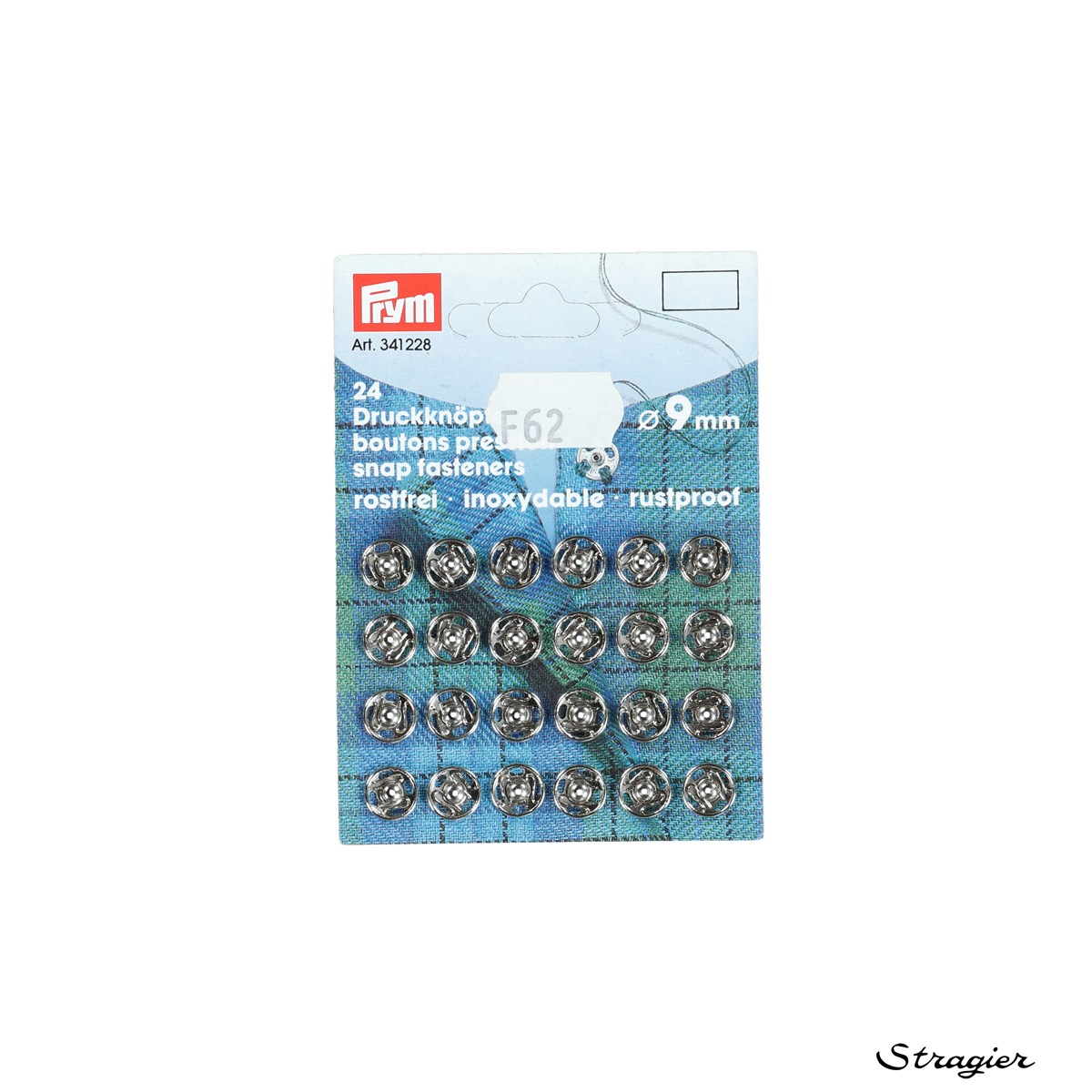 Bouton pression à coudre - Métal - Argenté - 9 mm