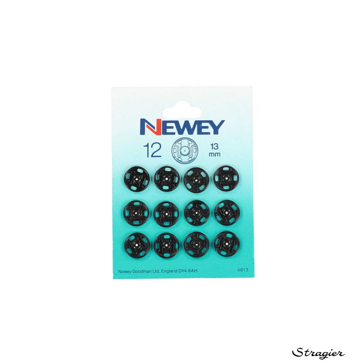 Bouton pression à coudre - Métal - Noir - 13 mm