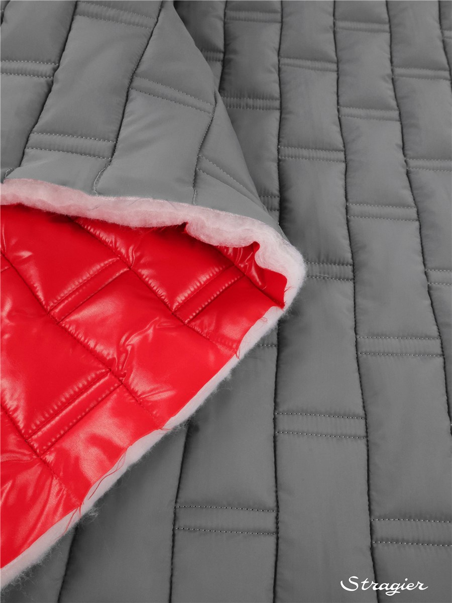 Qulited Fabric - Microfibre - Apollo Mini - Gris - Rouge
