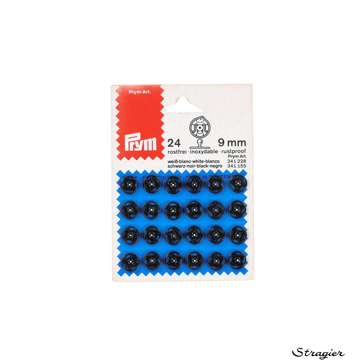 Bouton pression à coudre - Métal - Noir - 9 mm