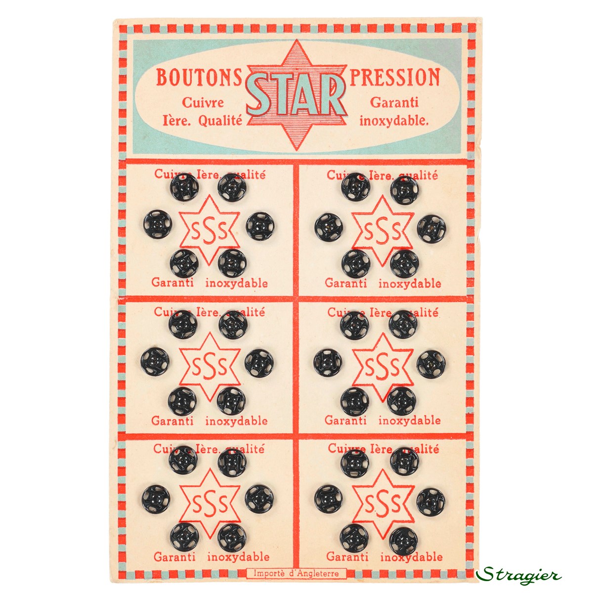 Sew-on Snap Fasteners - Métal - Noir - 9 mm