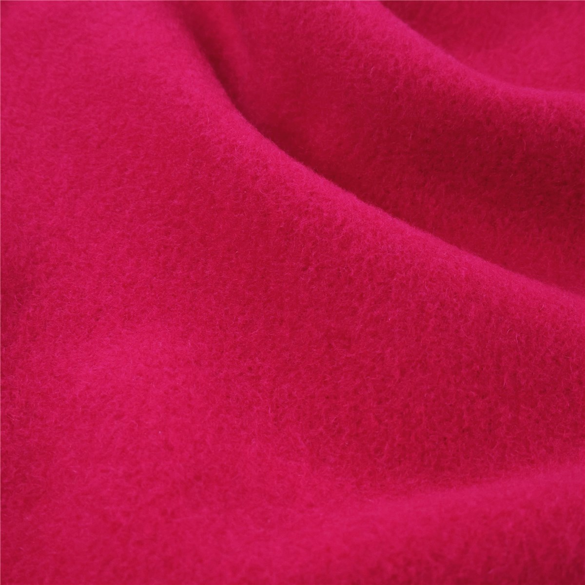 Velvet Wool - Coat - Plain - Fuchsia