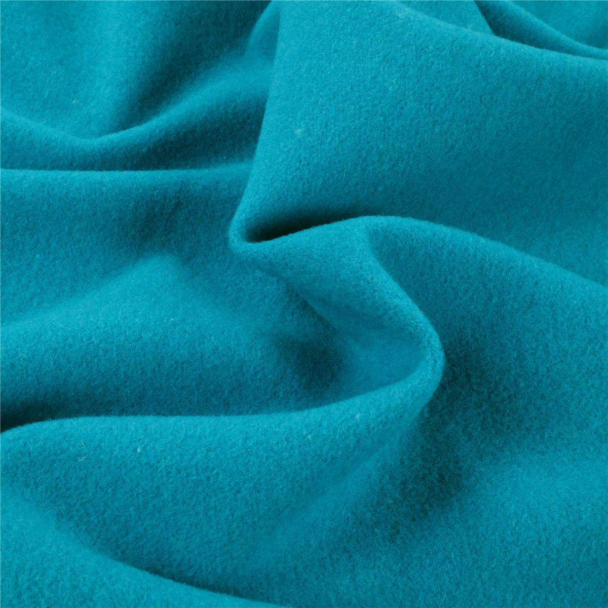 Velvet Wool - Coat - Plain - Turquoise
