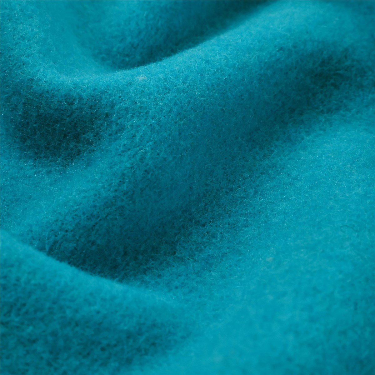 Velvet Wool - Coat - Plain - Turquoise