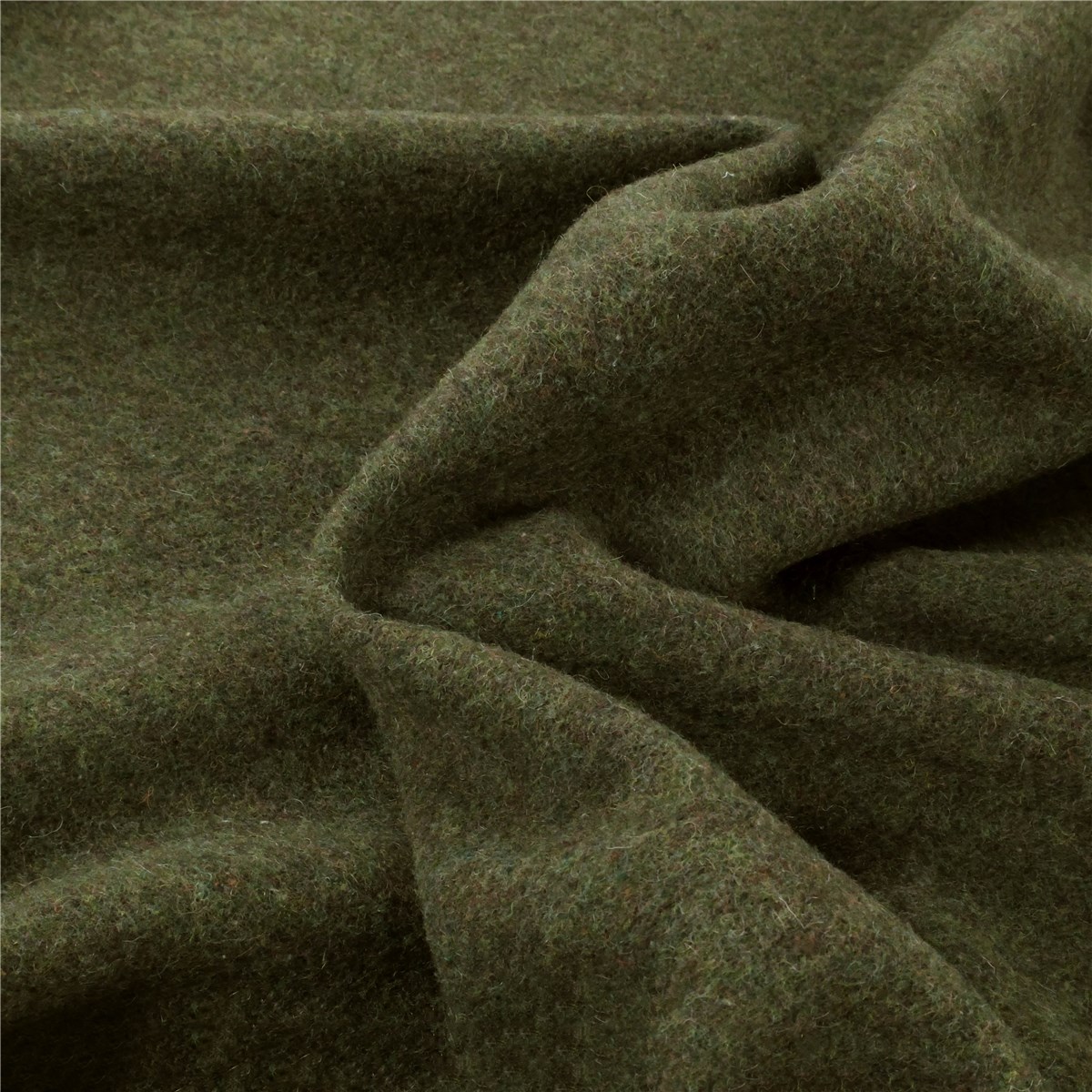 Velvet Wool - Coat - Plain - Kaki