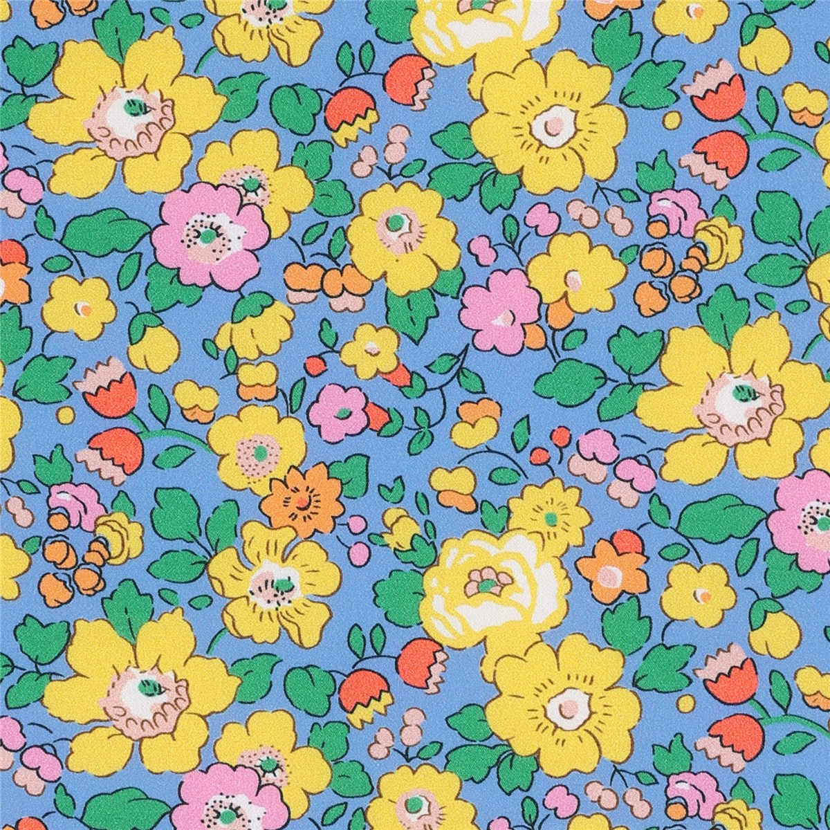 Liberty Silk Crepe de Chine - Betsy Field - Sky and Sun