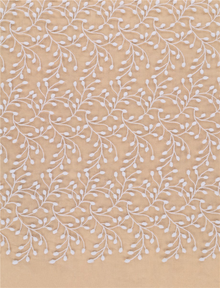 Broderie au fil de Coton sur tulle invisible - Lili - Porcelaine Stragier - 135 cm