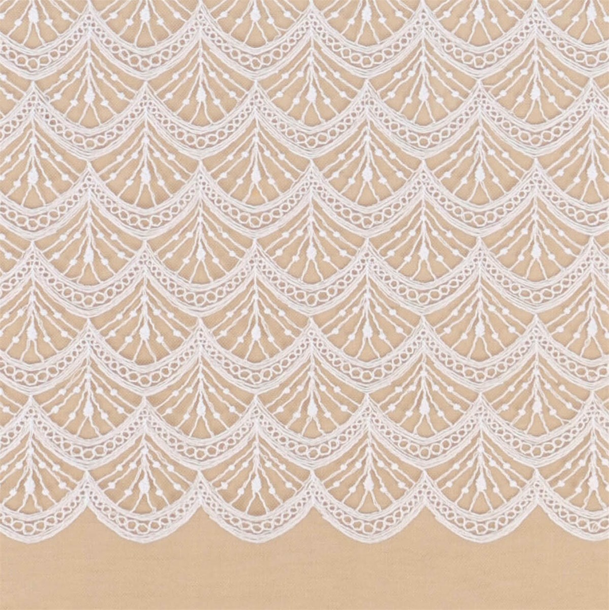 Cotton Thread Embroidery on Sheer Tulle - Iribia - Ivoire clair Stragier - 135 cm