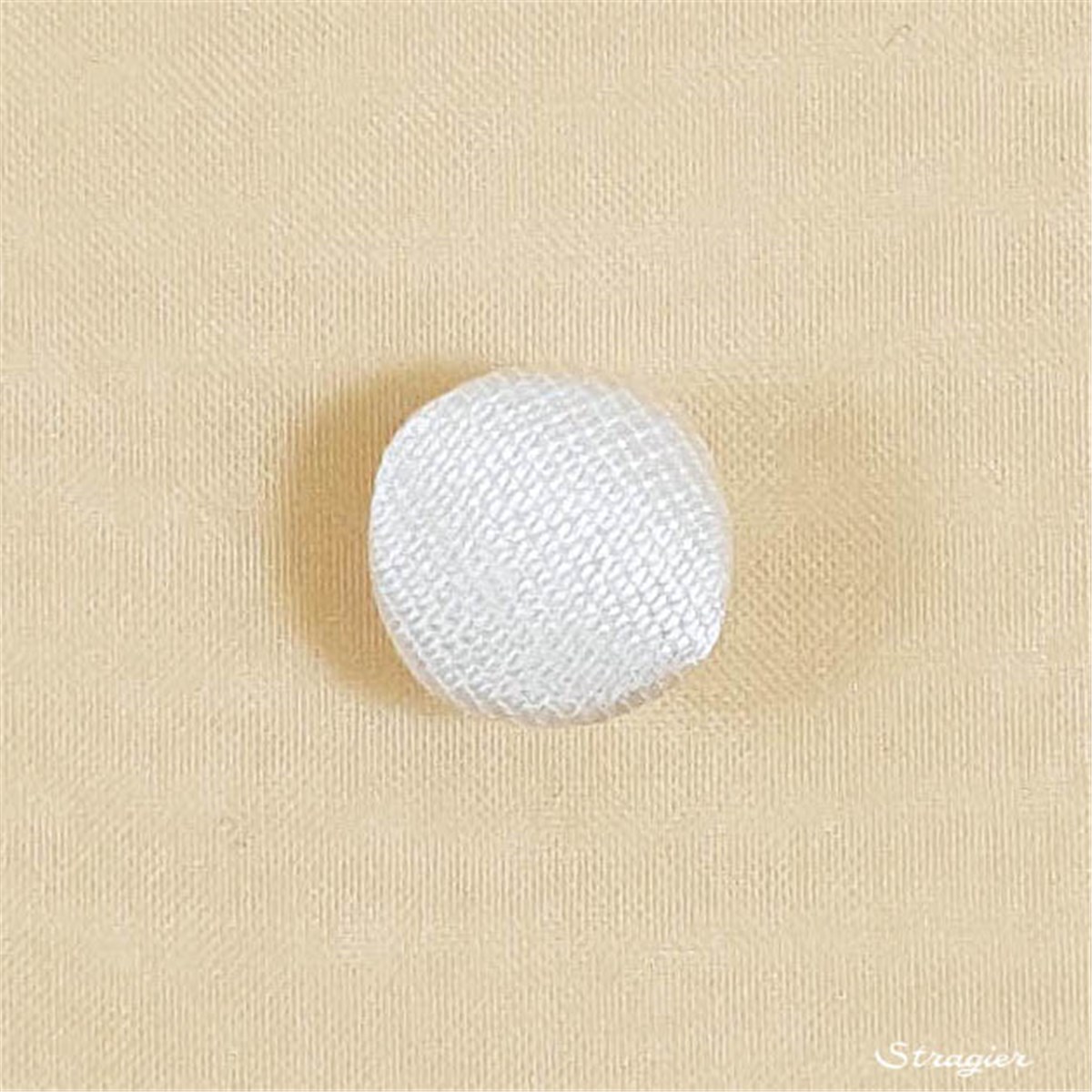 Button - Hemispherical - Soie Mikado - Blanc Doux Stragier - 12 mm