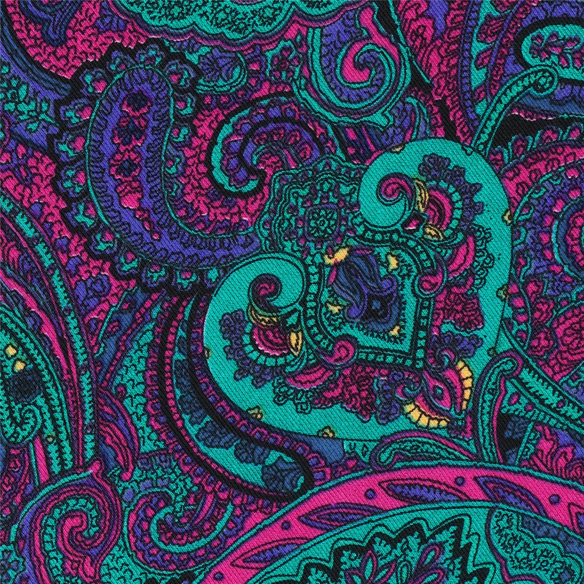 Soft Twilll - Floral Paisley - Fuchsia-Turquoise