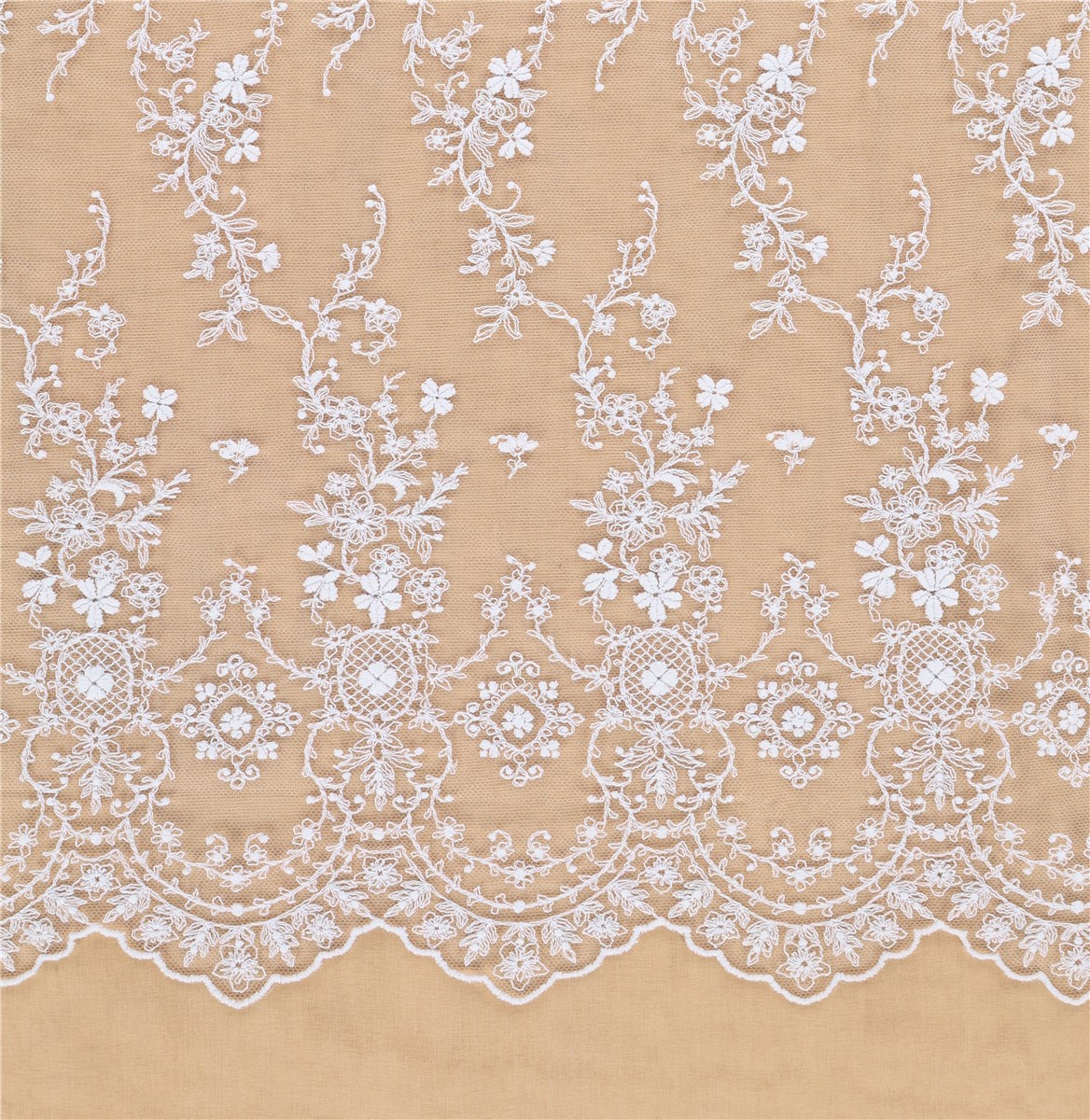 Broderie au fil de Coton sur tulle invisible - Botticelli - Ivoire clair Stragier - 145 cm