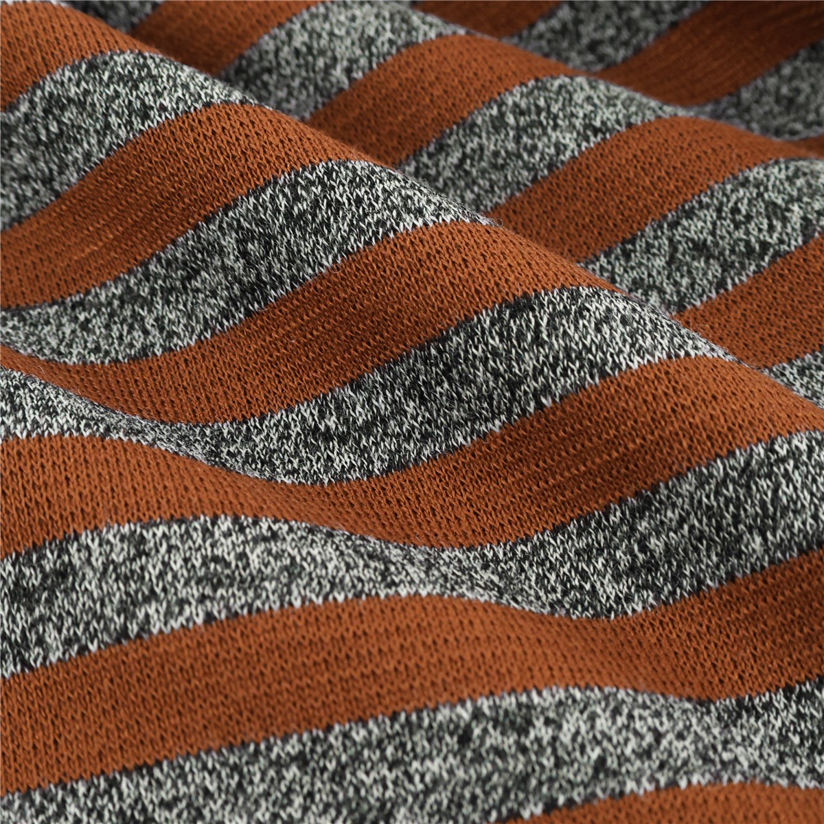 Knitted fabric - crease-free - Rayures 11mm-11mm - Gris Chiné-Marron