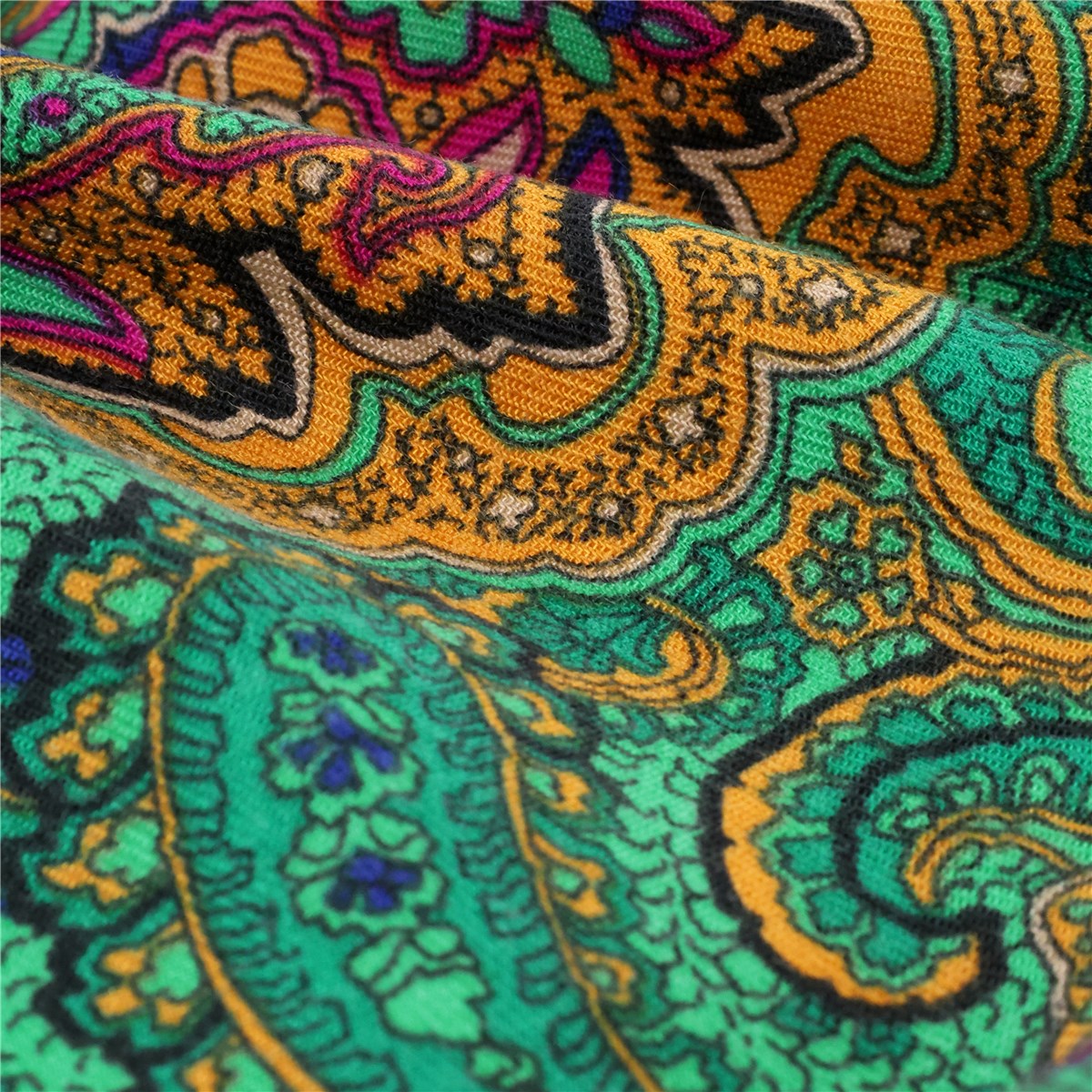 Soft Twilll - Floral Paisley - Emeraude-Safran