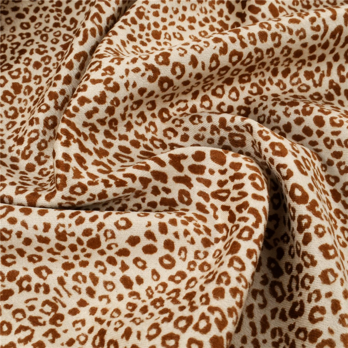 Suédine - effet velours - mini Léopard - Noisette sur Beige 
