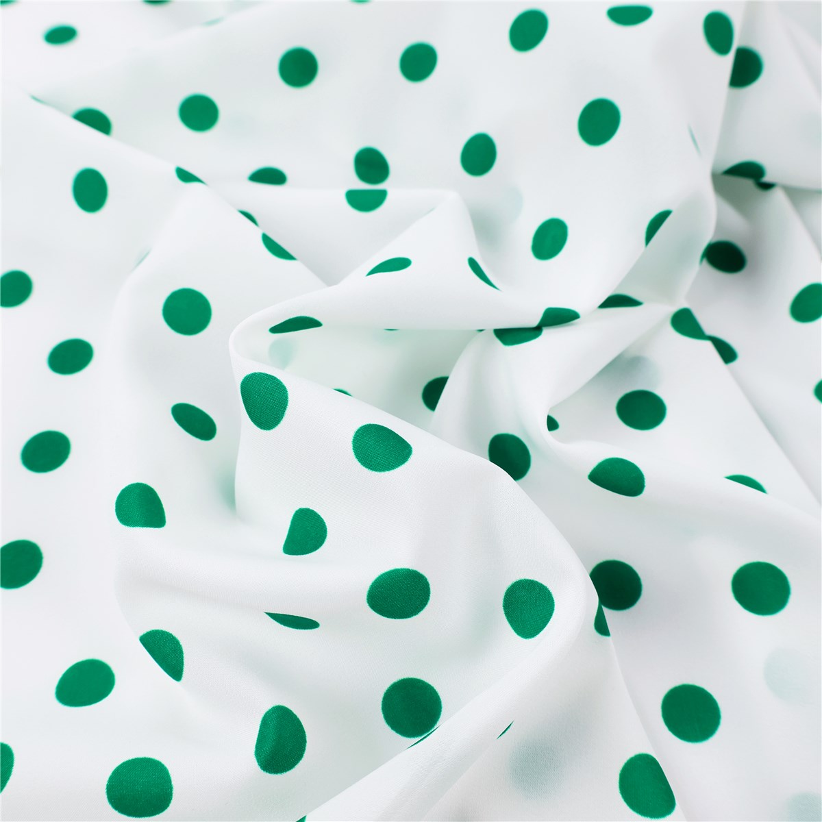Crepe de Chine - Microfibre - Pois 14mm - Emeraude foncée