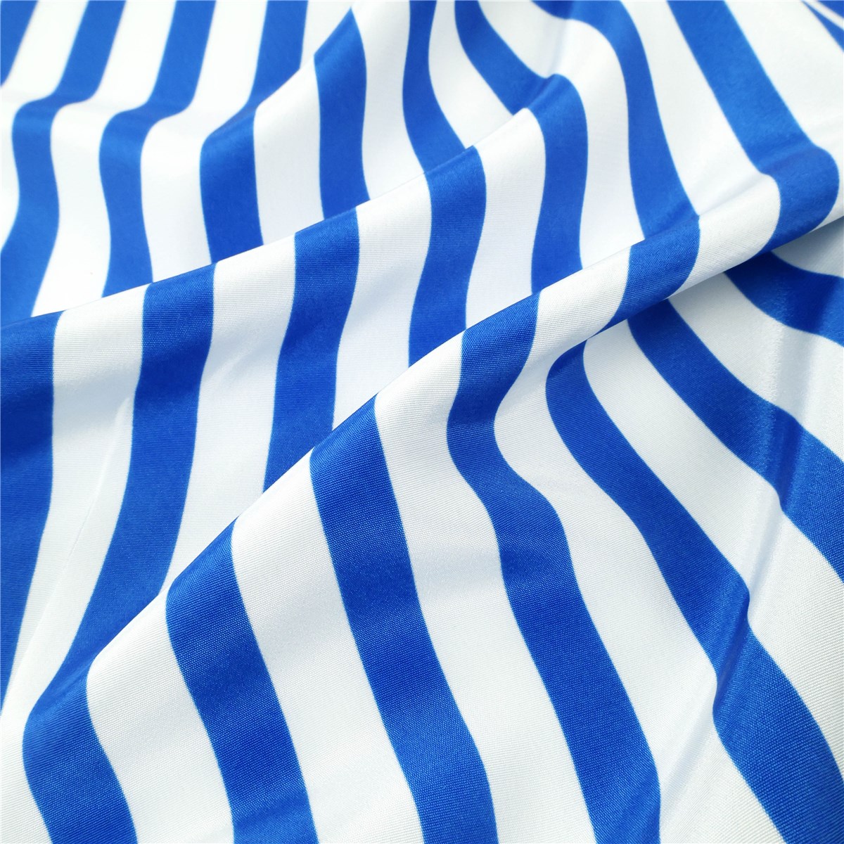Crepe de Chine - Microfibre - Rayures 12mm - Bleu nautique-Porcelaine