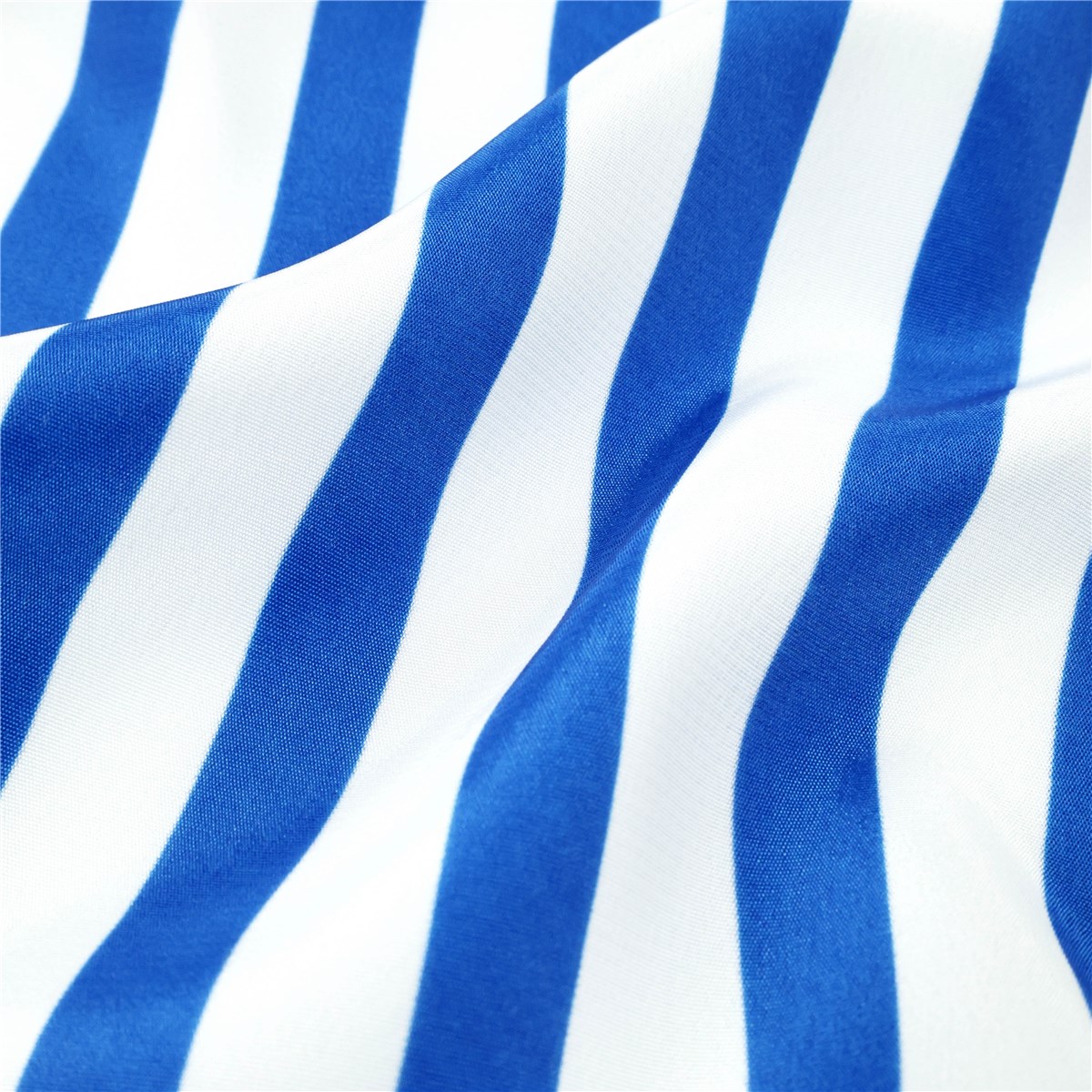 Crepe de Chine - Microfibre - Rayures 12mm - Bleu nautique-Porcelaine