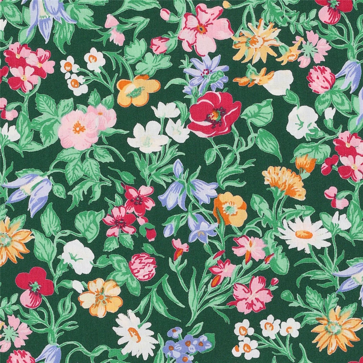 Batiste de Lawn - Wild Flowers - Vert bouteille 