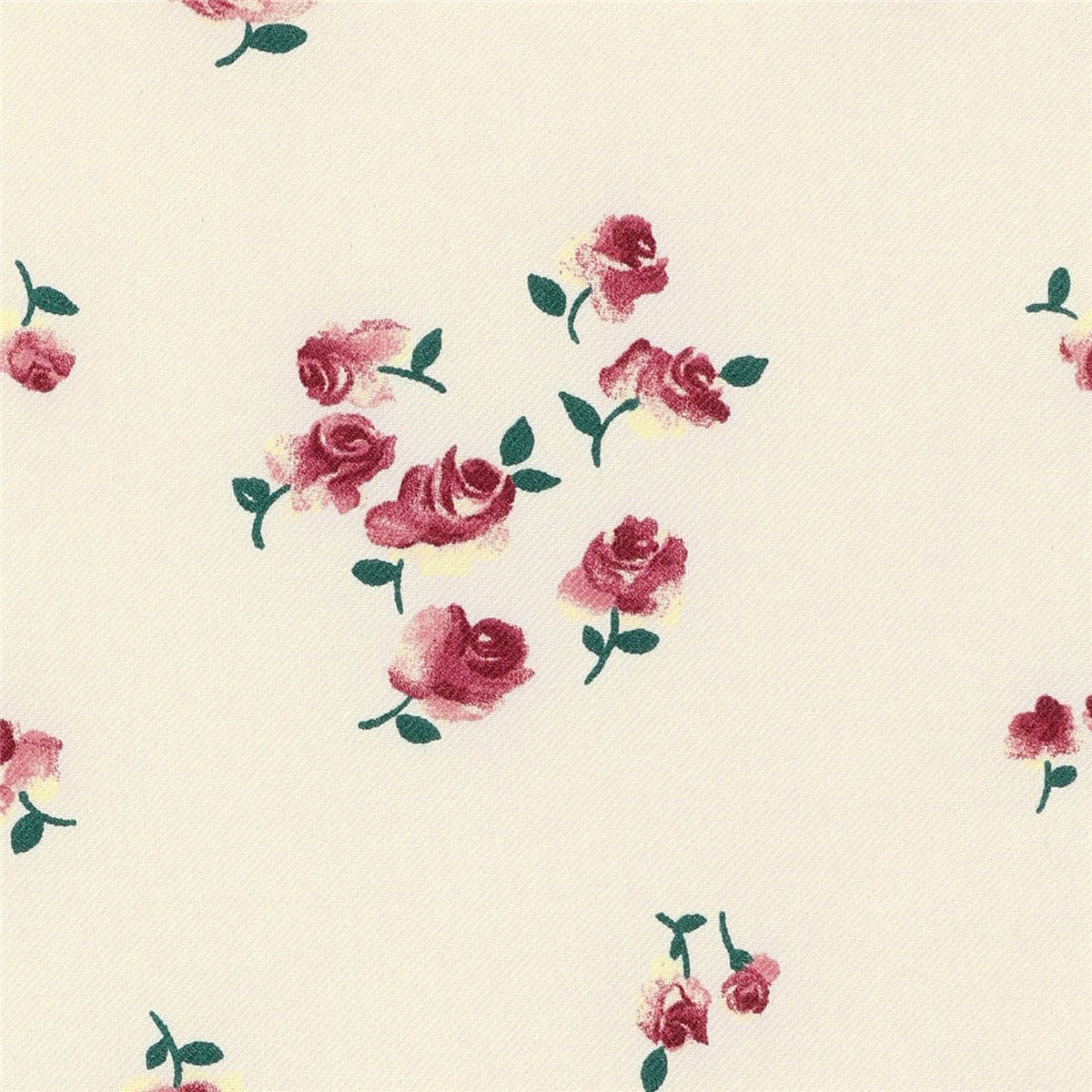 Twill Coton gratté - Jeannette - Ivoire-Framboise