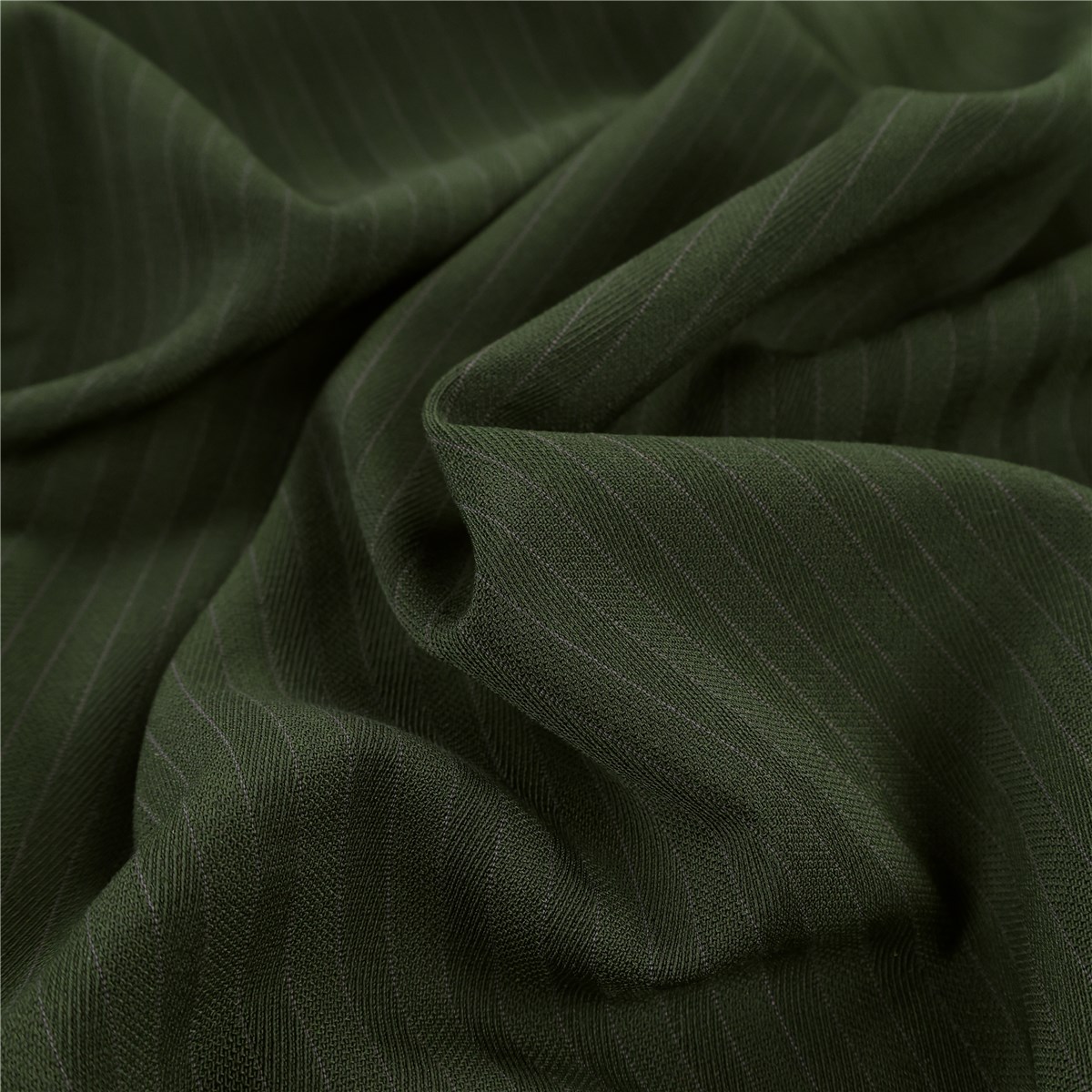 Wool - Stretch - Fines rayures écart 8mm - Kaki foncé