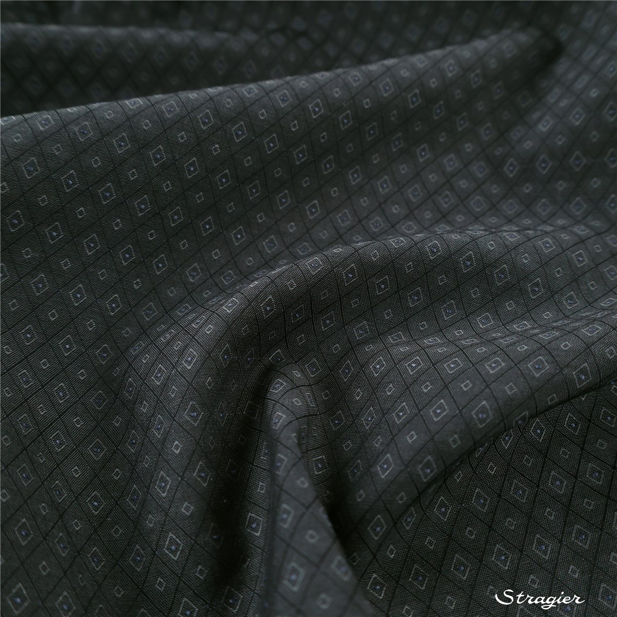 Popeline de coton - Jacquard - mini losanges - Gris Acier 