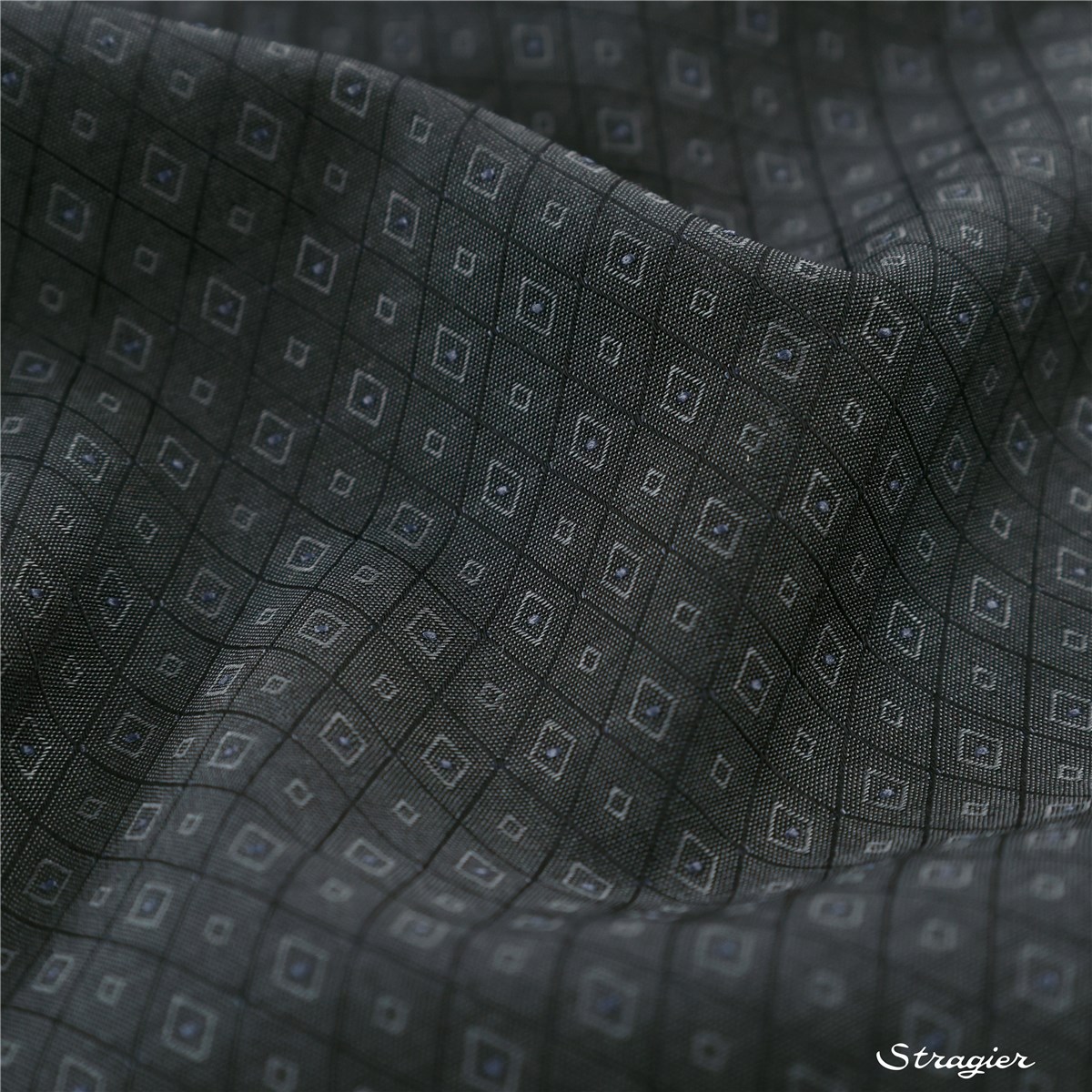 Popeline de coton - Jacquard - mini losanges - Gris Acier