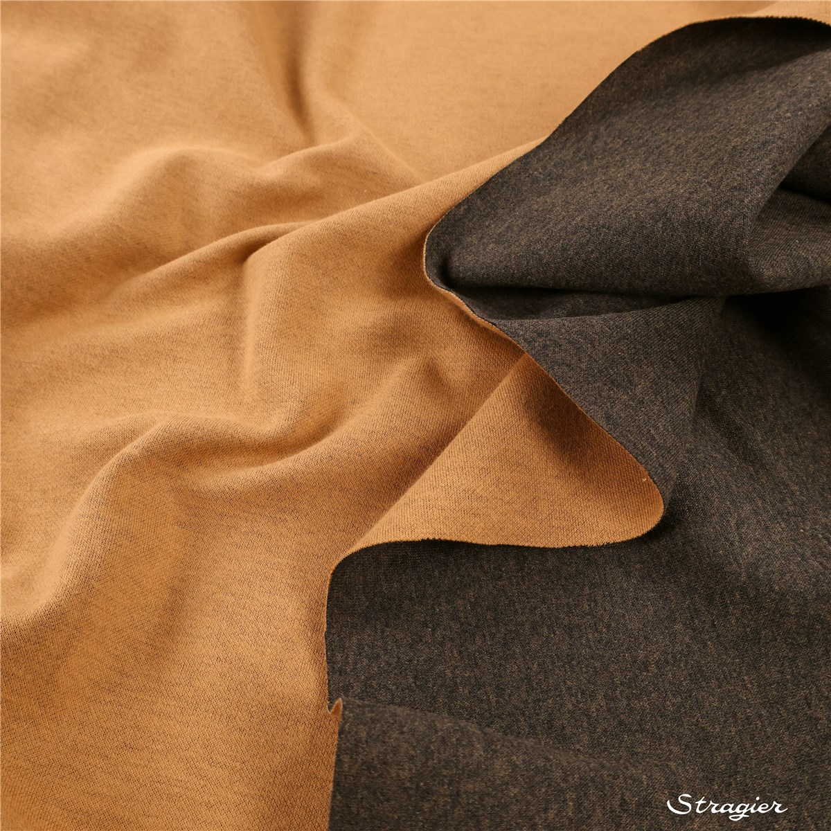 Interlock Coton Double Face - uni - Brun taupé-Canelle