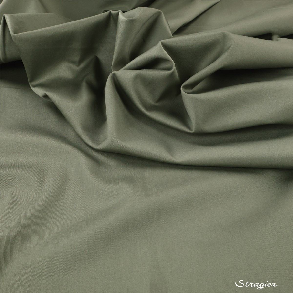 Satin de Coton Extensible - uni - Kaki 