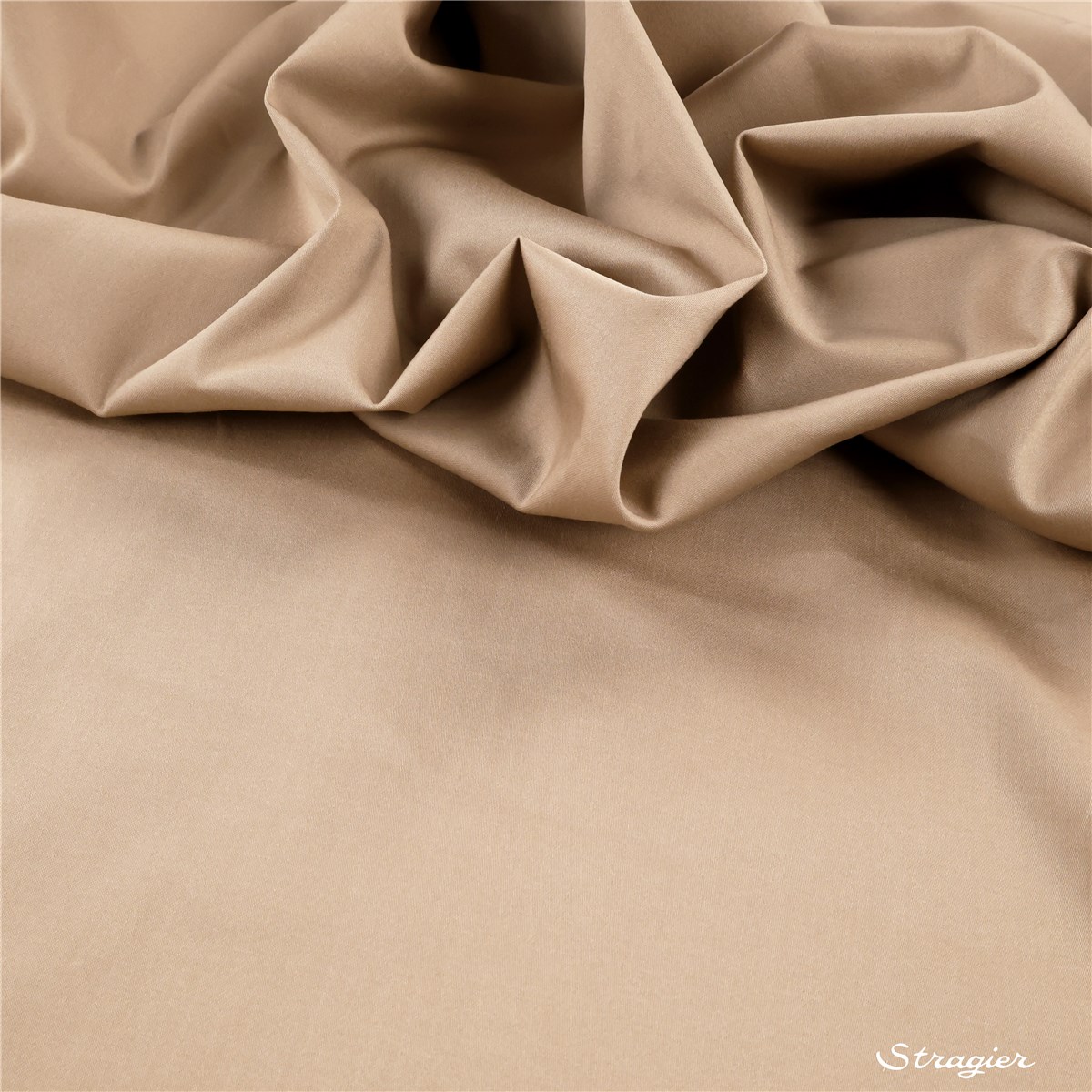 Satin de Coton Extensible - uni - Camel 