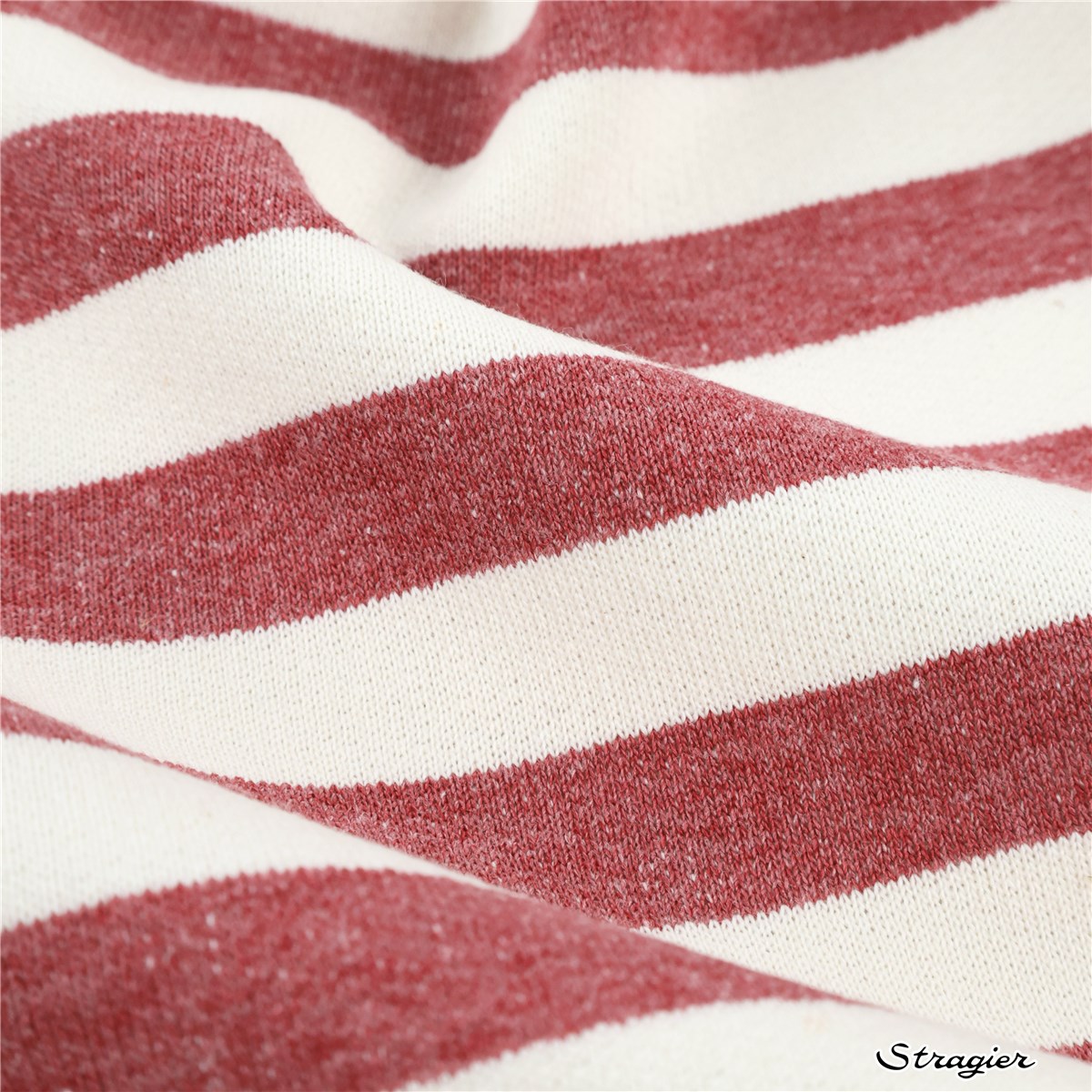 Tissu Sweat - Rayures 16mm - Bordeaux-Ivoire