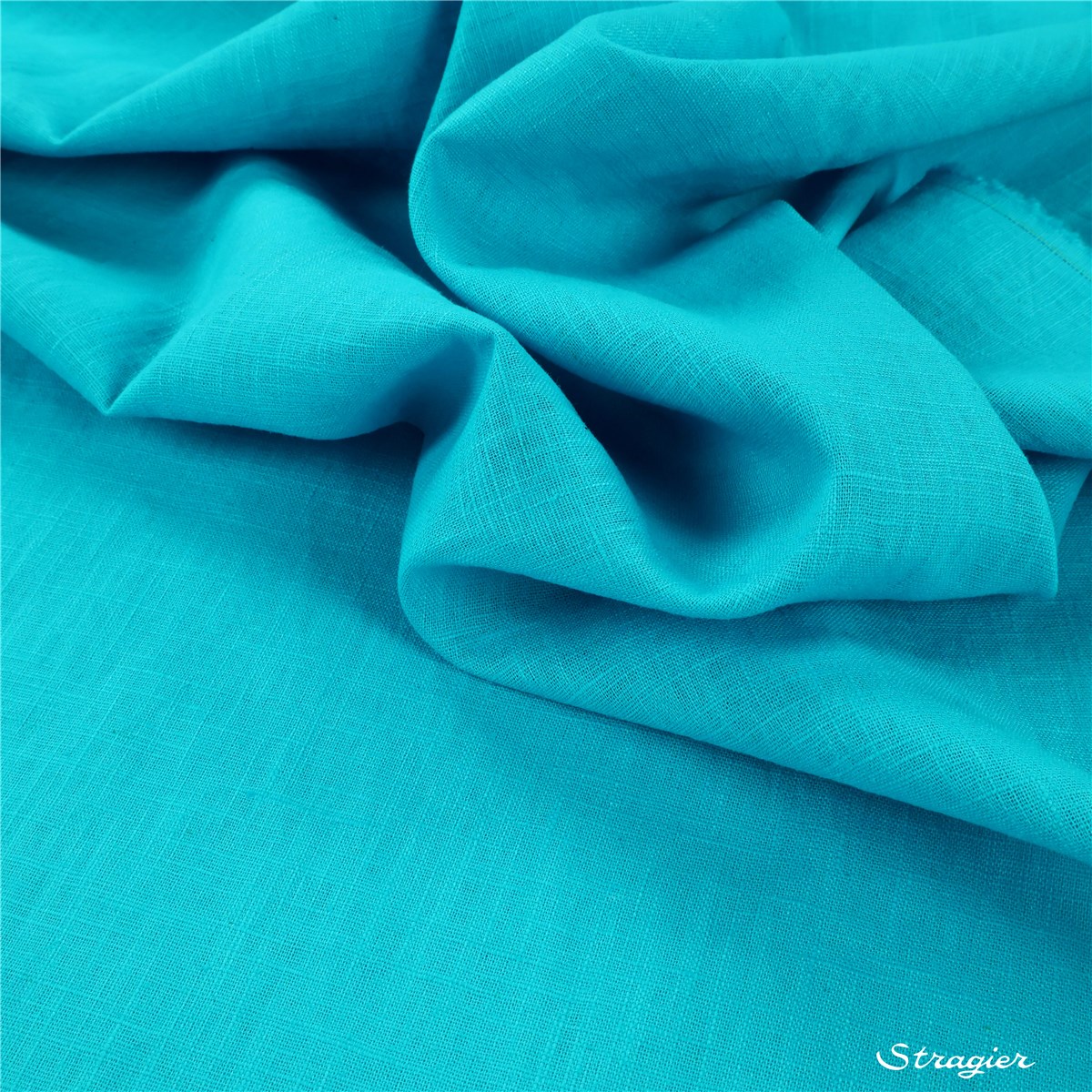 Toile pur Lin - Uni - Turquoise 