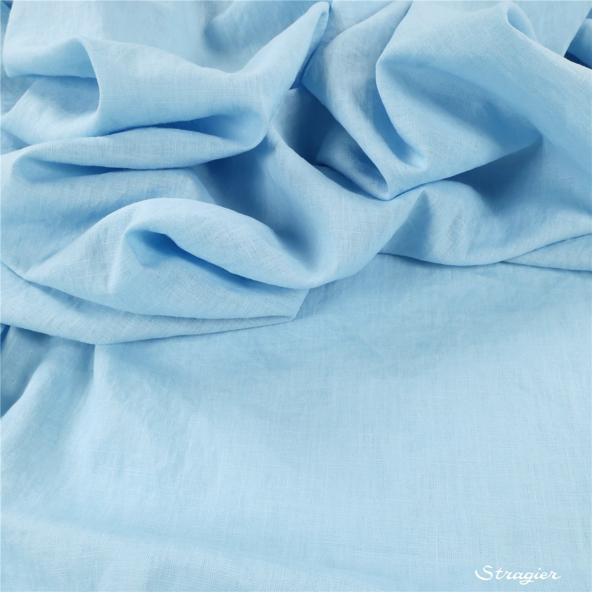 Fine toile de Lin lavé - Uni - Bleu Perle 