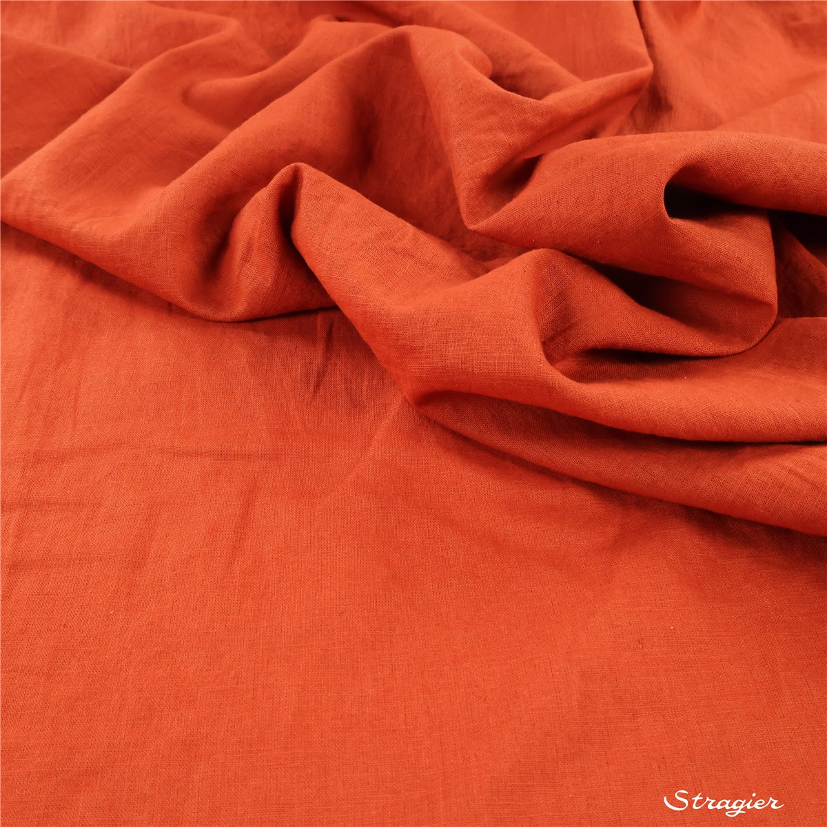 Linen - thin - Plain Wave - washed - Uni - Terracotta