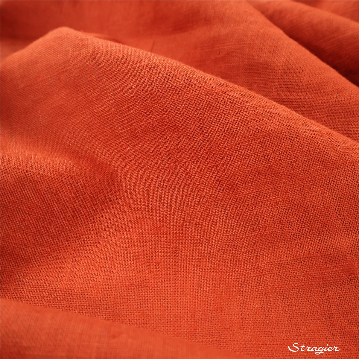 Linen - thin - Plain Wave - washed - Uni - Terracotta