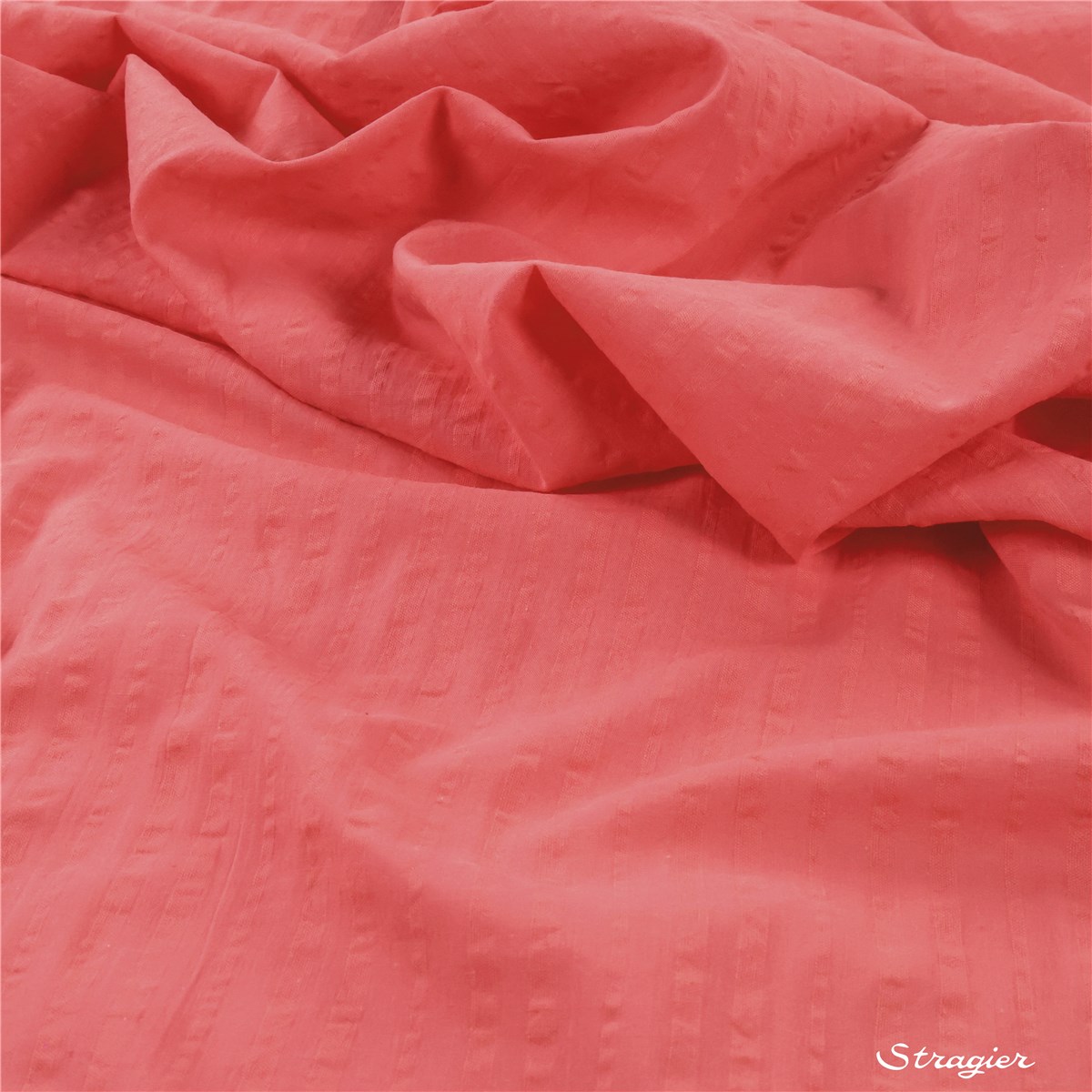 Seersucker Pur Coton - uni - Corail 