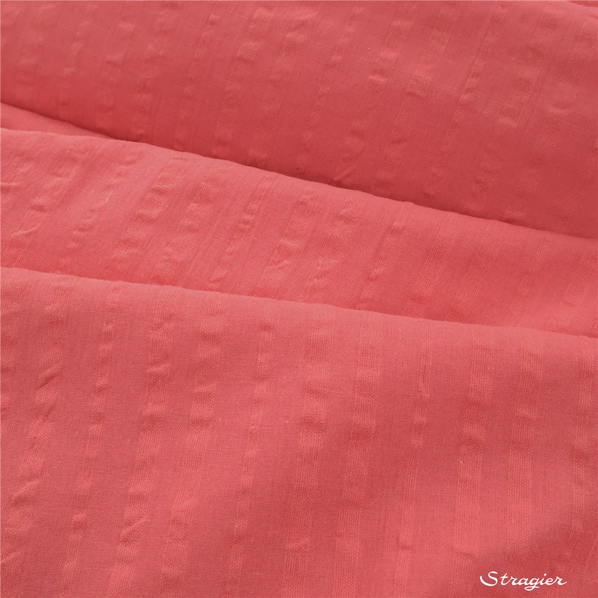 Seersucker Pur Coton - uni - Corail 